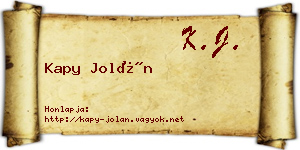 Kapy Jolán névjegykártya