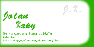jolan kapy business card